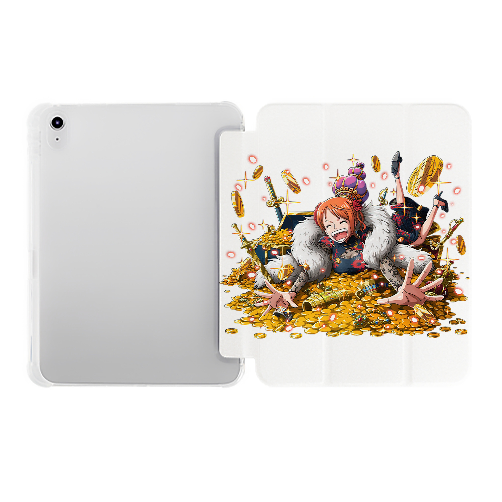 （画像用） ワンピース ナミ ONE PIECE Nami IPad ケース ペン収納付き 三つ折りスタンド PUレザー×シリコン 対応機種9.5/10.5/10.9インチ
